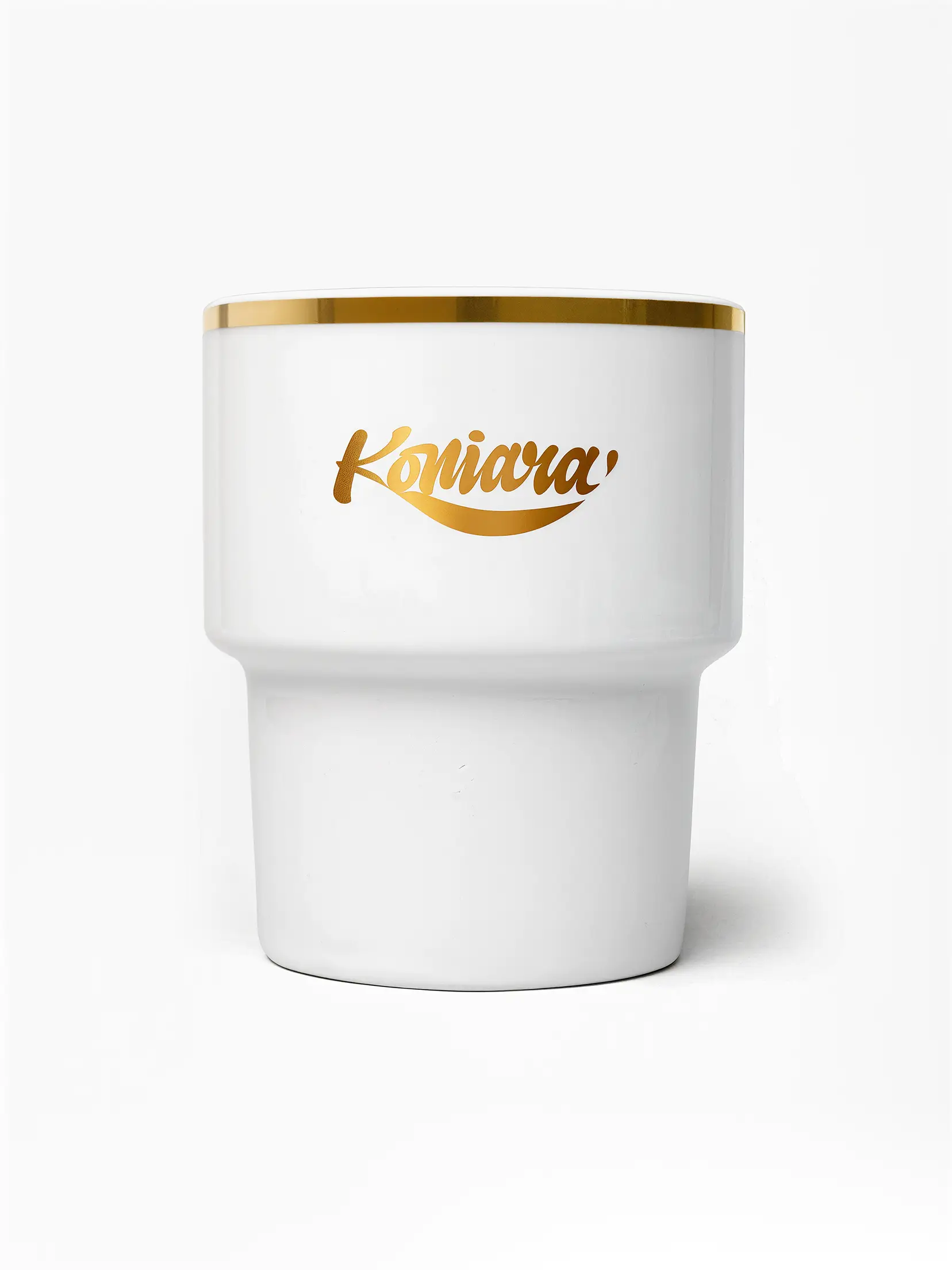 Kubek Koniara - porcelanowy retro kubek ze złotym rantem