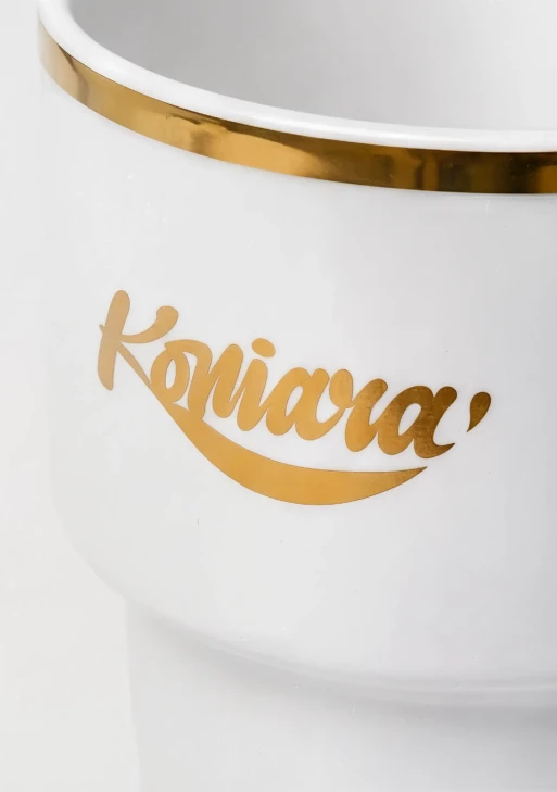 Kubek Koniara - porcelanowy retro kubek ze złotym rantem